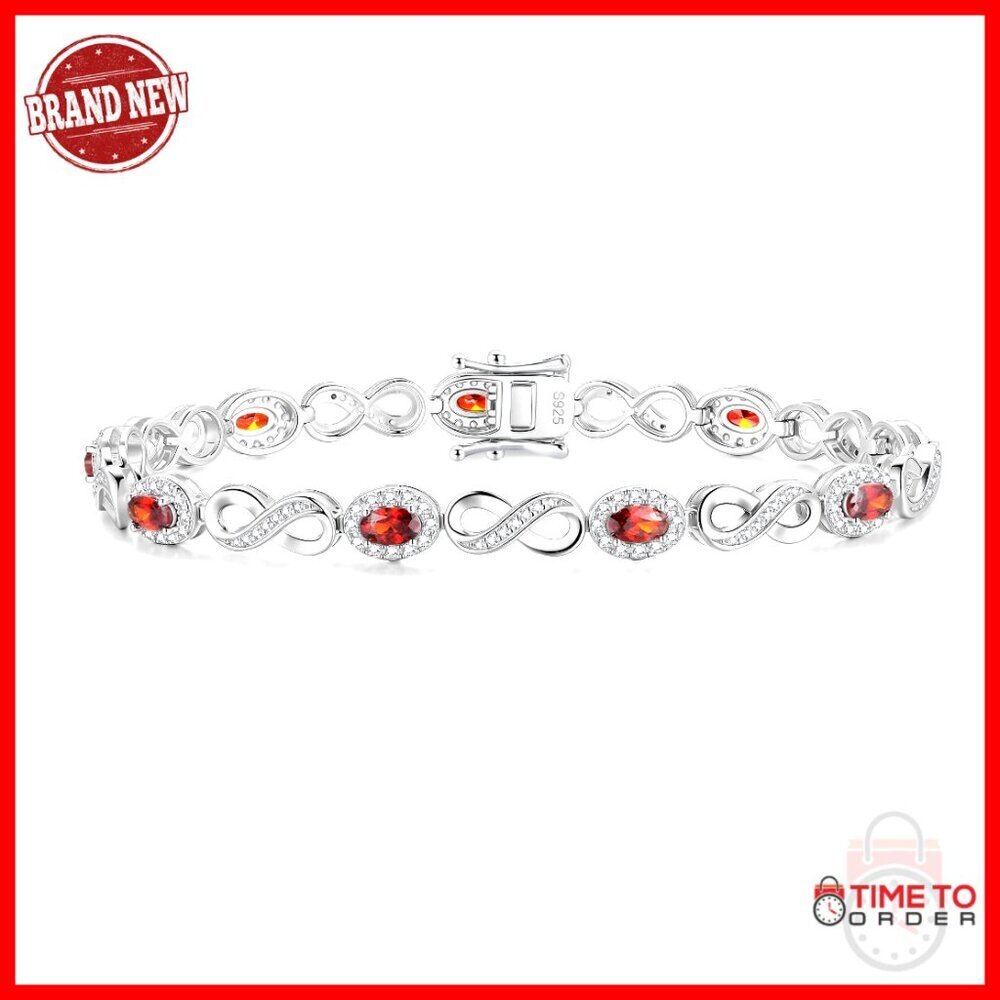 Sterling Silver Infinity Birthstone Tennis Bracelet, Anniversary Gift